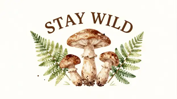 Mushroom Illustration with Sign