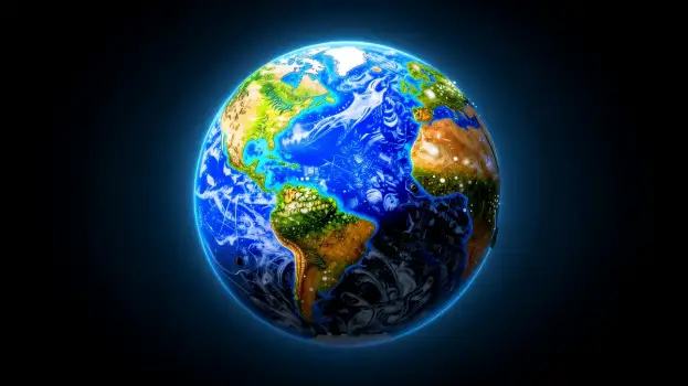 Globe of Earth with Blue Light Effect cartoon stylized