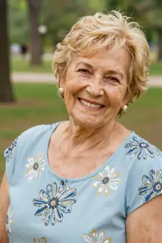 Elderly Woman Smiling in Park portrait happy relaxed