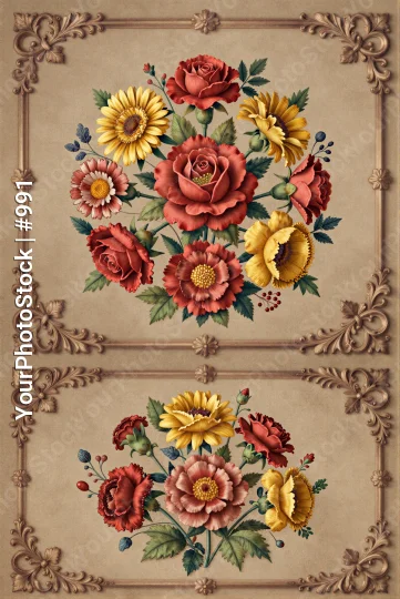 Vintage Floral Design Frame beige flowers roses