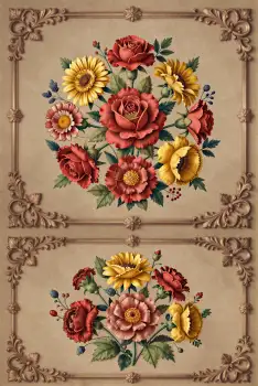 Vintage Floral Design Frame beige flowers roses