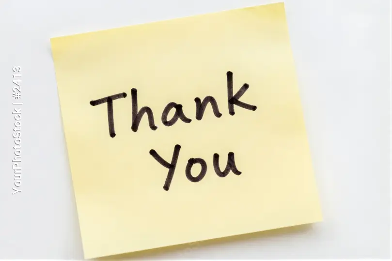 Thank You Note on White Background sticky note