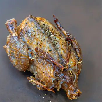 Roasted Chicken on Plate whole chicken golden brown