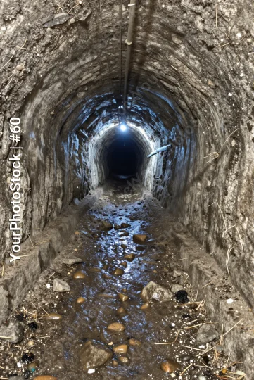 Rock Tunnel Walk Interior with River nature adventure