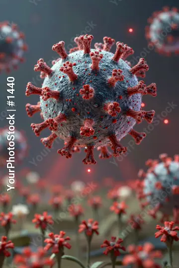 Coronavirus Particles Flying in Air airborne spherical