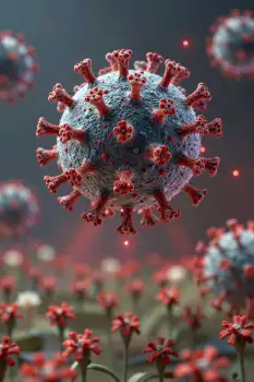 Coronavirus Particles Flying in Air airborne spherical