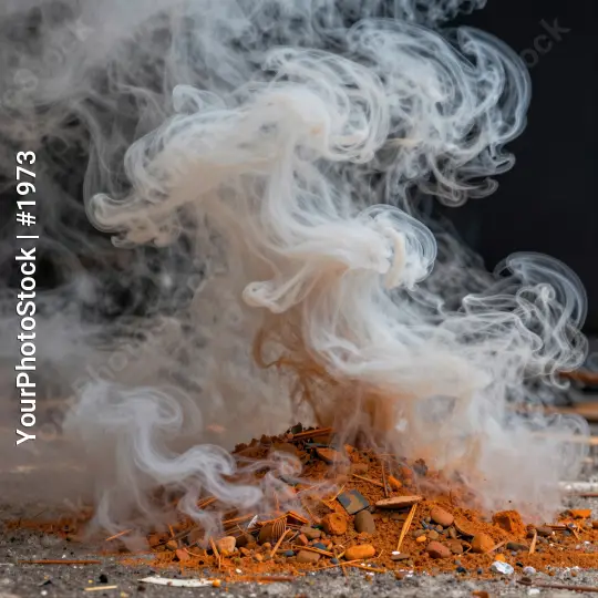 White Smoke Rising from Ground thick billowing