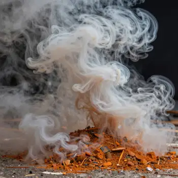 White Smoke Rising from Ground thick billowing