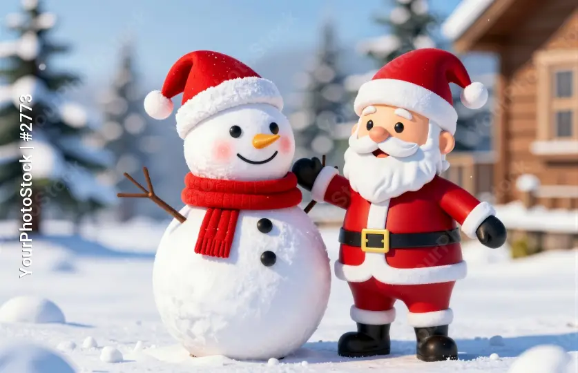 Santa Claus and Snowman Greeting  christmas characters