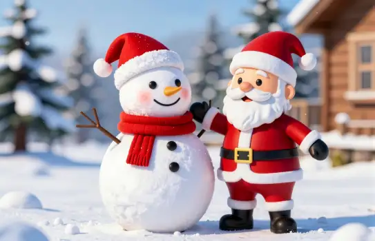 Santa Claus and Snowman Greeting  christmas characters