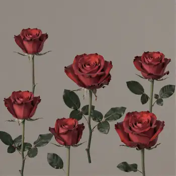 6 Red Roses with Green Leaves Arrangement flowers