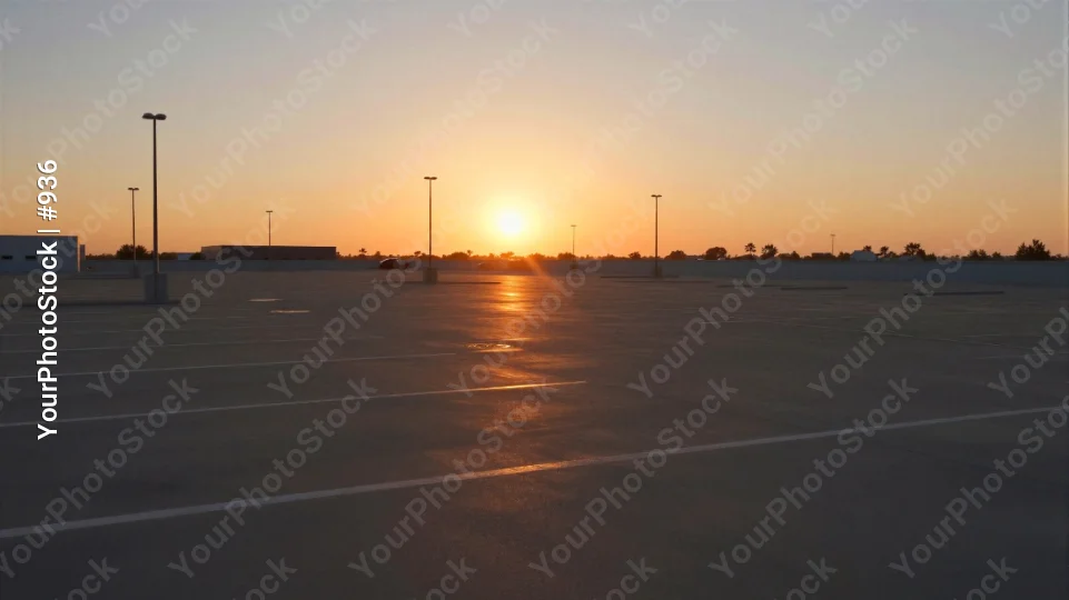 Empty Parking Lot at Sunset serene advertising