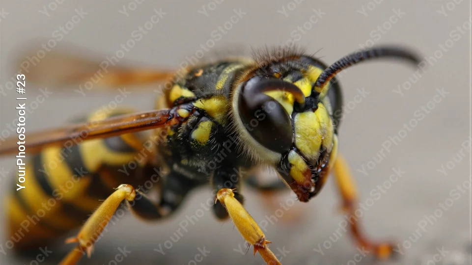 Close-up of Wasp Head and Abdomen insect yellow