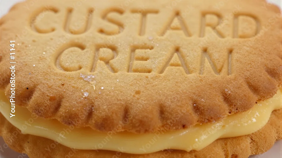 Custard Cream Biscuit Close-Up golden-brown crust