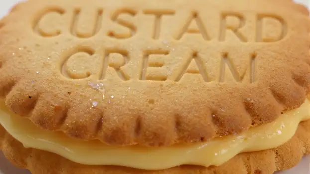 Custard Cream Biscuit Close-Up golden-brown crust