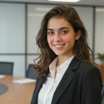 Professional Woman Standing in Office with Computer