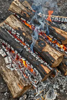 Campfire Burning Brightly With Dancing Flames