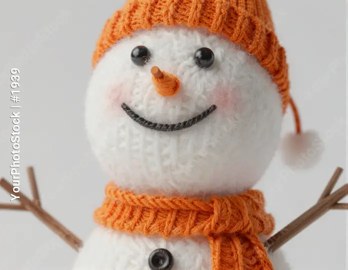 Yarn Snowman with Scarf and Sticks orange winter