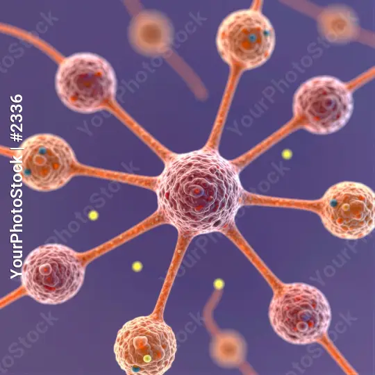 3D Rendering of Neurons in Radial Pattern unique shapes