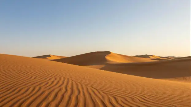 Desert Landscape at Sunset sand dunes clear sky