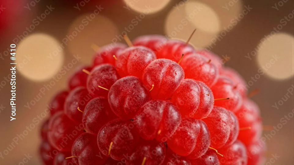 Red Raspberries Close-Up Bokeh fresh vibrant water droplets