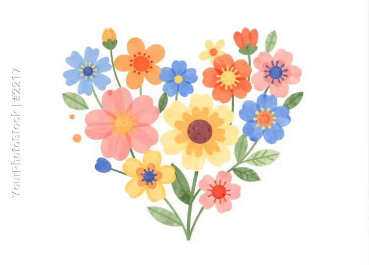 Heart-Shaped Flower Arrangement in Vibrant Colors