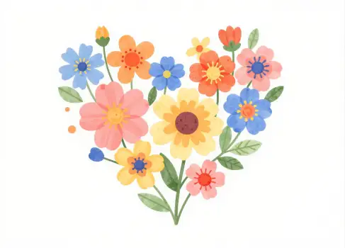 Heart-Shaped Flower Arrangement in Vibrant Colors
