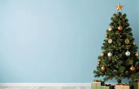Festive Christmas Tree Decoration Against Minimalist Background