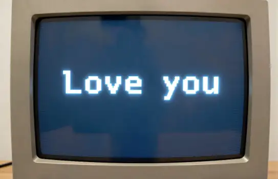 Computer Screen with 'Love You' Message crt retro