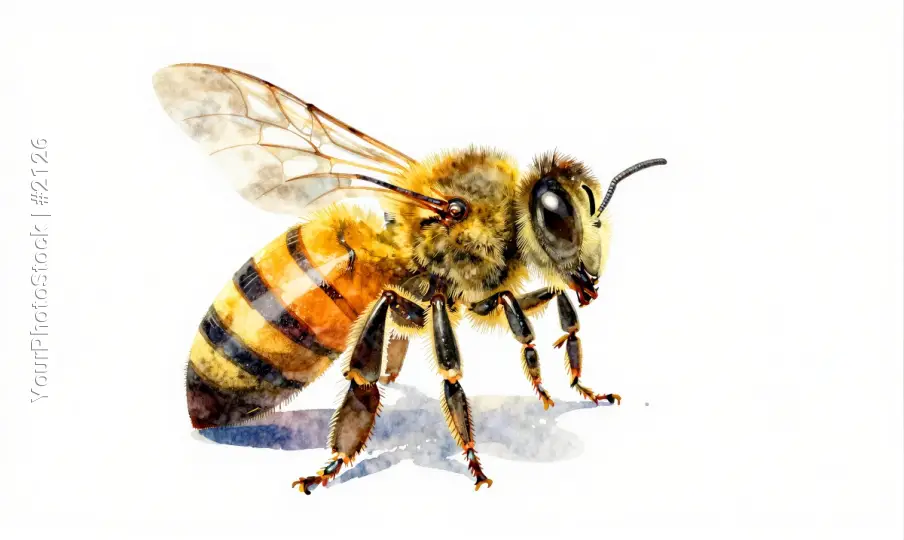 Bee Watercolor Illustration yellow black stripes