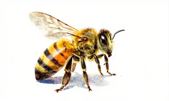 Bee Watercolor Illustration yellow black stripes