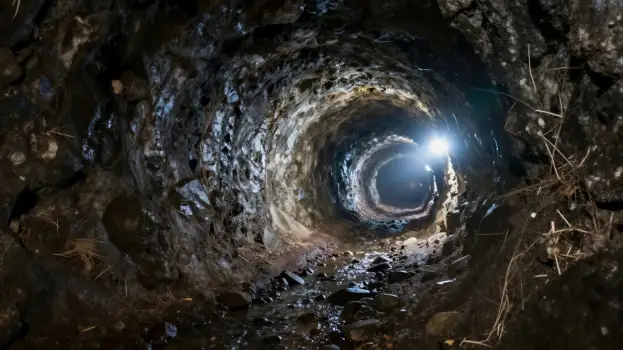 Tunnel Cave Inside Rock Minerals Small River water