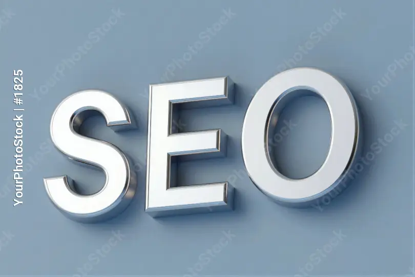 Modern Silver SEO Letters 3D Rendering silver letters