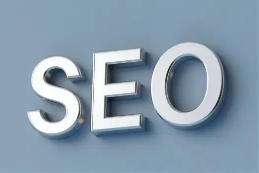 Modern Silver SEO Letters 3D Rendering silver letters