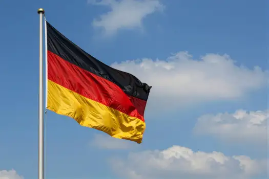 High Flying German Flag in Sky black red yellow