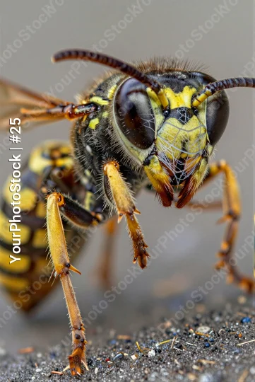 Close-up of Wasp Head and Abdomen insect concrete
