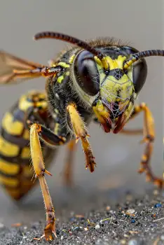 Close-up of Wasp Head and Abdomen insect concrete