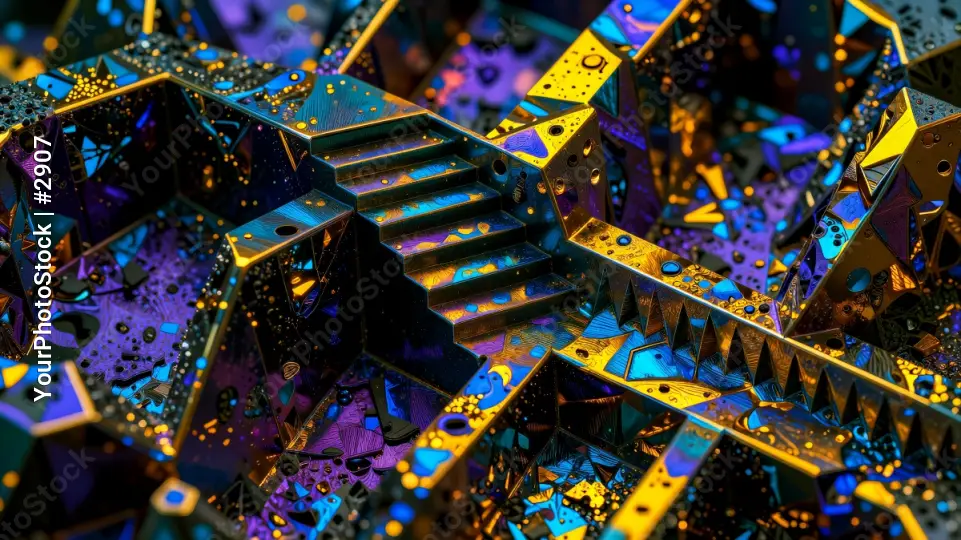 Vibrant Digital Art with Colorful Patterns and Abstract Shapes