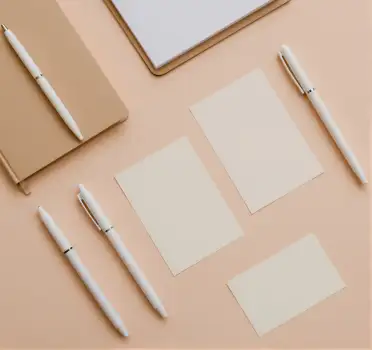 Minimalistic Flat Lay Stationery Setup notebooks pastel color