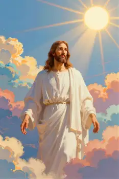 Jesus Christ Standing in Sky, Outstretched Arms