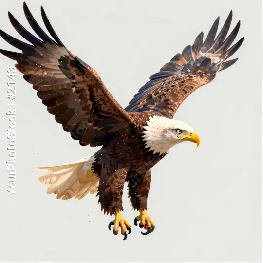 Bald Eagle in Flight Over Clear Sky wildlife nature