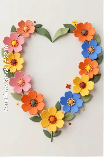 Heart-shaped Paper Flower Wreath paper flowers