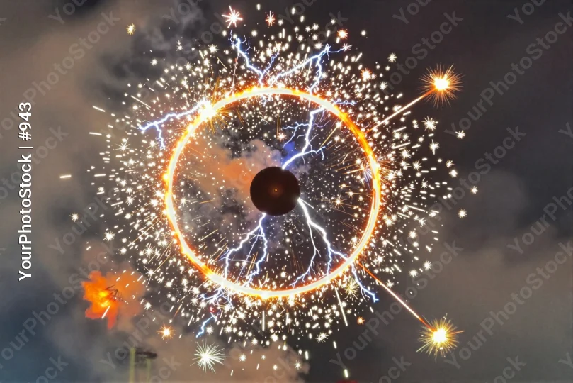 Fireworks Display Over Black Hole sky nighttime