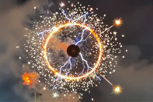 Fireworks Display Over Black Hole sky nighttime