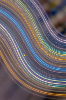 Abstract Digital Art: Curved Line Rainbow Effect