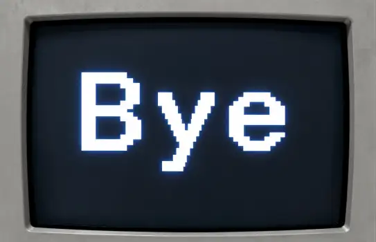 Old-fashioned CRT Monitor with Bye Sign
