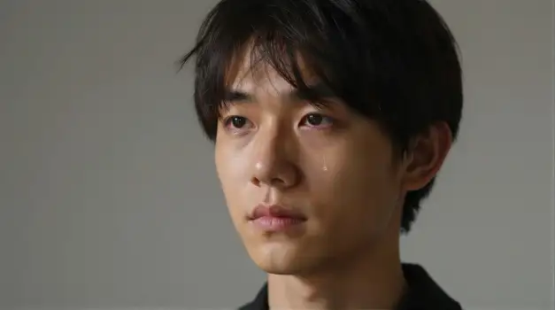 Young Asian Man with Messy Hair Looking Directly into Camera