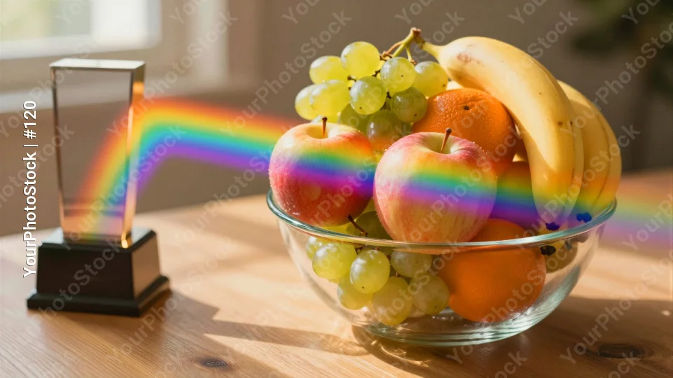 Fresh Fruits Bowl on Wooden Table bananas grapes