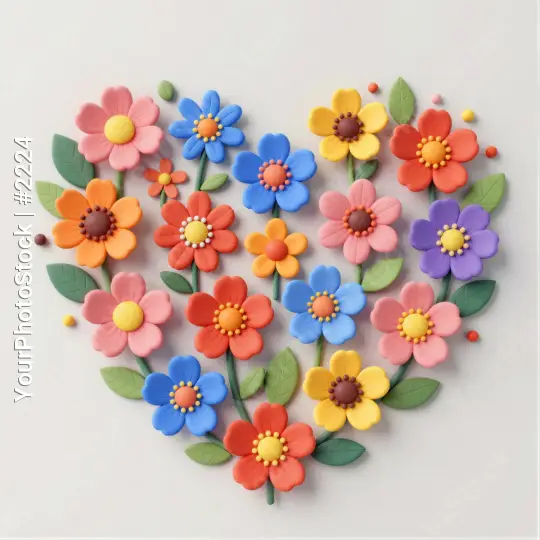 Heart-Shaped Fondant Flower Arrangement heart shaped