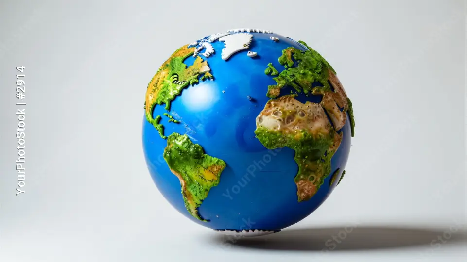 Earth Globe on a flat surface cartoon 3d render